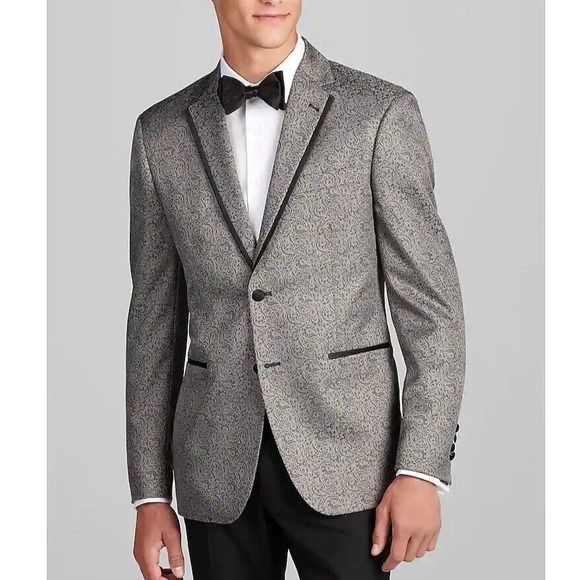 JOS A BANK Satin Edged Lapel Paisley Dinner Jacket 46R Blazer Tailored C080675 - Picture 3 of 12